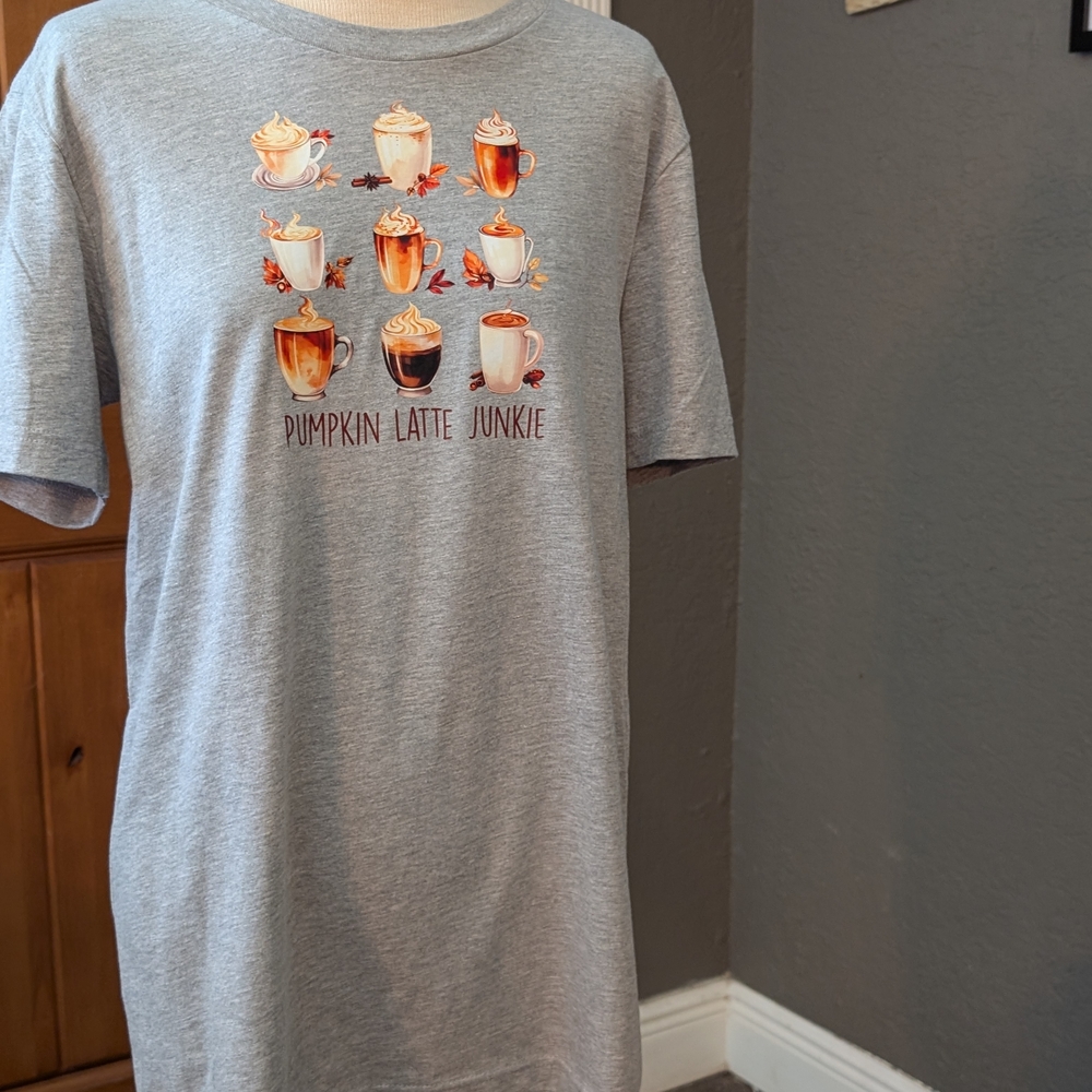 Gray Pumpkin Latte Junkie T-Shirt